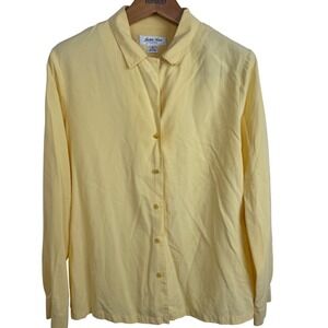 Judith Hart 100% Silk Blouse Yellow Button Down Top Size‎ 16 Fairycore Vintage